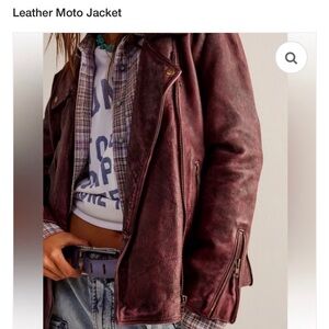 NWT We the Free Jealousy leather moto jacket burgundy medium